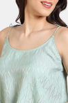 Zivame Coral Glaze Woven Shorts Set - Granite Green — thumbnail 5
